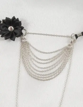Sappho - Women's Strings of Love G-String with Flower in Silver
