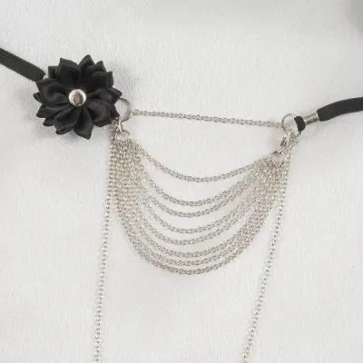 Sappho - Women's Strings of Love G-String with Flower in Silver