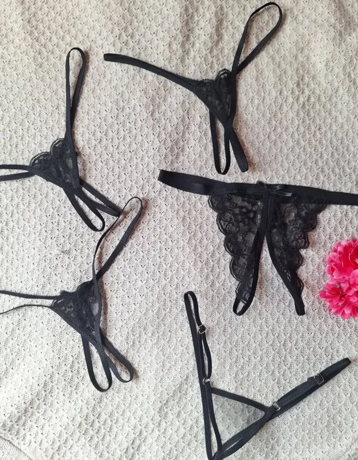 Satyrina - Strappy G-String Thong Panty in Butterfly Lace