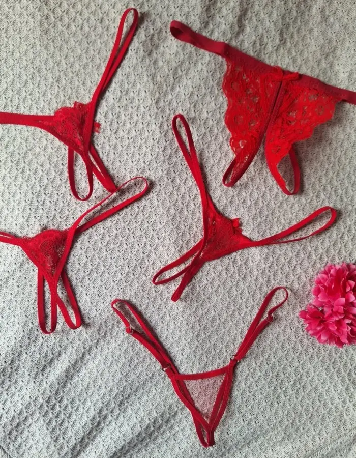 Satyrina - Strappy G-String Thong Panty in Butterfly Lace