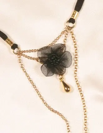 Sekhmet - Ladies Pearl and Flower G-String in Gold and Hematite