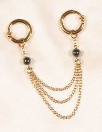 3 in 1 Hematite and Gold Non-Piercing Labia Rings in a Gift Box