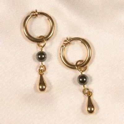 3 in 1 Hematite and Gold Non-Piercing Labia Rings in a Gift Box