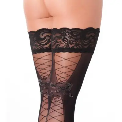 Black Lace Thigh High Stockings
