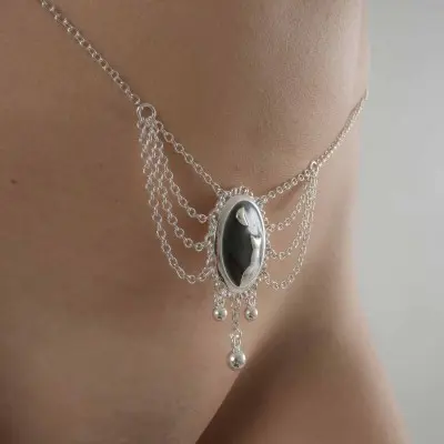 Shadows of the Night - Silver Moonlight Cameo Waist Chain