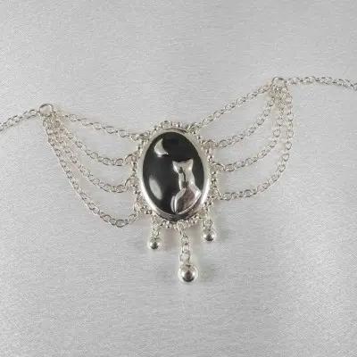 Shadows of the Night - Silver Moonlight Cameo Waist Chain