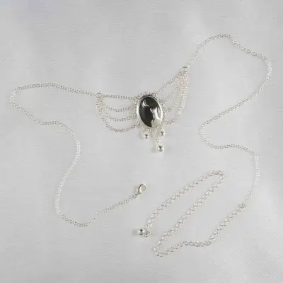 Shadows of the Night - Silver Moonlight Cameo Waist Chain