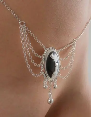 Shadows of the Night - Silver Moonlight Cameo Waist Chain
