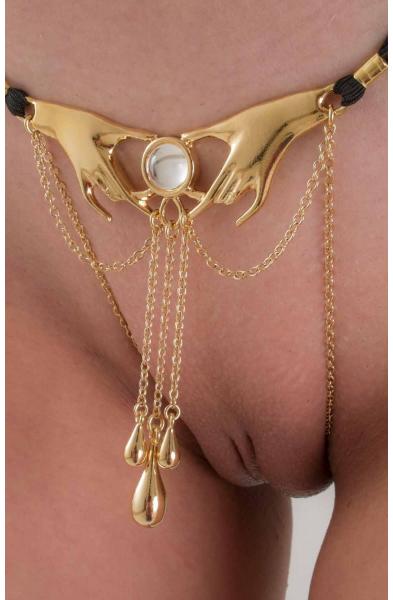 She Loves Control - Mystical Vision Vagina Jewelry and G-String in Gold