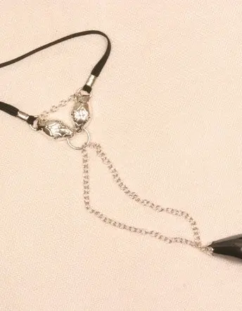Shesha - Serpent Penis Chain in Silver with Colored Pendant