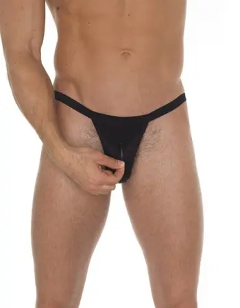 Shiny Metallic Zipper Front G-String