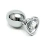 Silver Butt Plug with Heart Shape Crystal