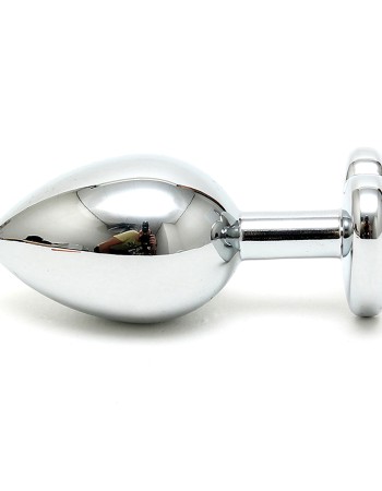Silver Butt Plug with Heart Shape Crystal
