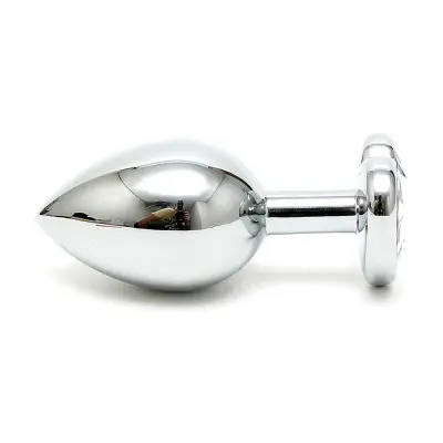 Silver Butt Plug with Heart Shape Crystal