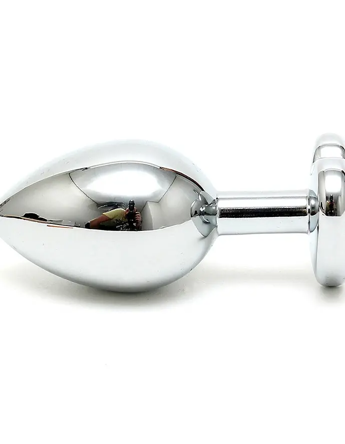 Silver Butt Plug with Heart Shape Crystal