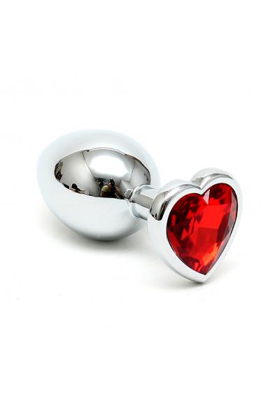 Silver Butt Plug with Heart Shape Crystal