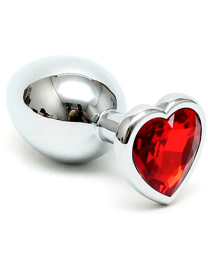 Silver Butt Plug with Heart Shape Crystal