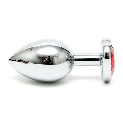 Silver Butt Plug with Heart Shape Crystal