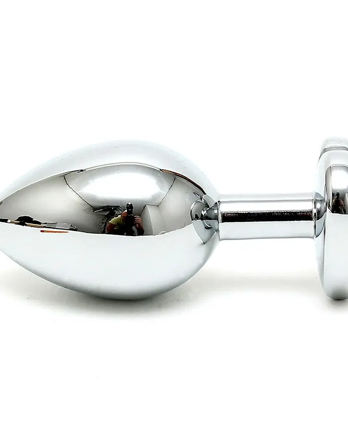 Silver Butt Plug with Heart Shape Crystal