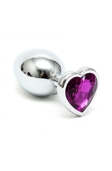 Silver Butt Plug with Heart Shape Crystal