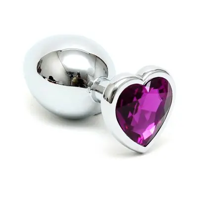 Silver Butt Plug with Heart Shape Crystal