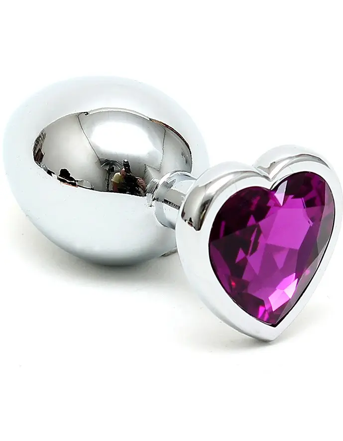 Silver Butt Plug with Heart Shape Crystal