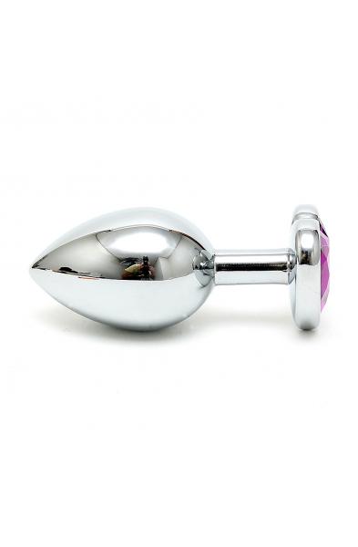 Silver Butt Plug with Heart Shape Crystal