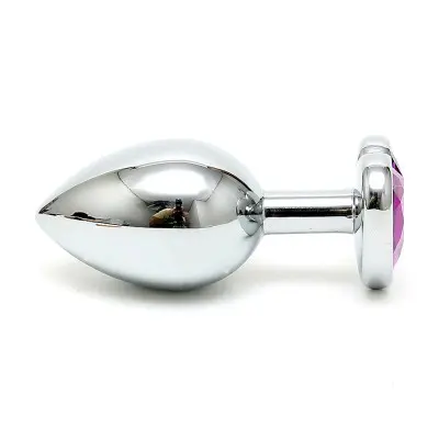 Silver Butt Plug with Heart Shape Crystal