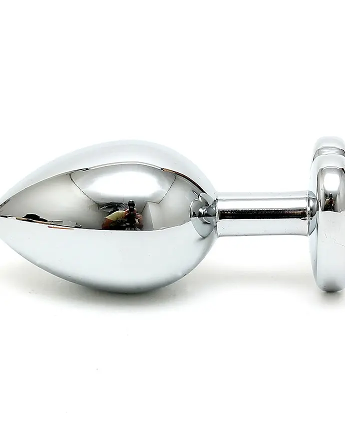 Silver Butt Plug with Heart Shape Crystal