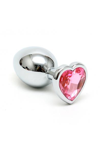 Silver Butt Plug with Heart Shape Crystal