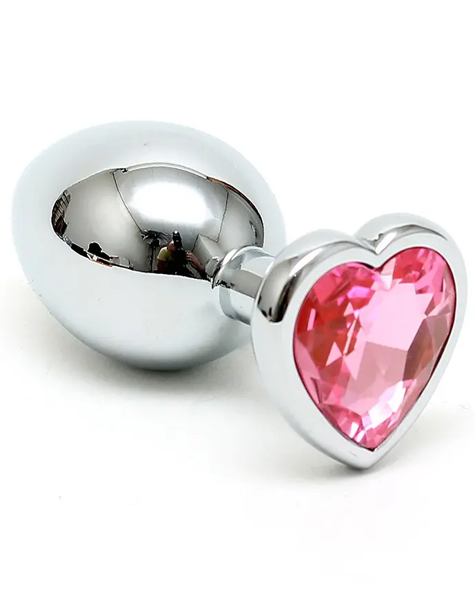 Silver Butt Plug with Heart Shape Crystal