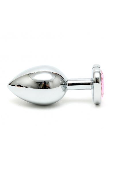 Silver Butt Plug with Heart Shape Crystal