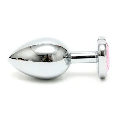 Silver Butt Plug with Heart Shape Crystal