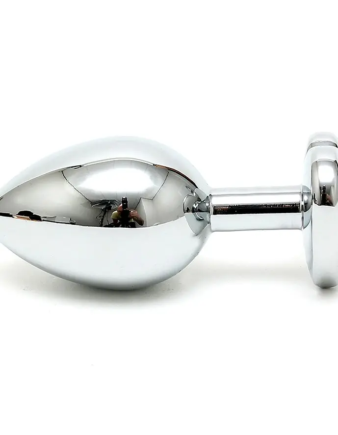 Silver Butt Plug with Heart Shape Crystal
