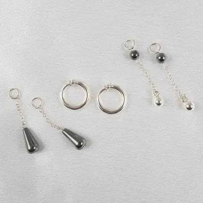 Silver and Black Non-Piercing Labia Jewelry