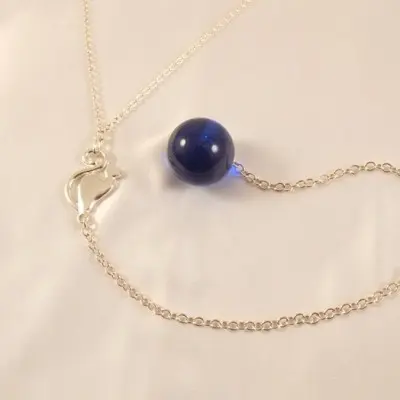 Sima Maoying - Women's Silver Waist Chain with Cat and Insertable Blue Orb