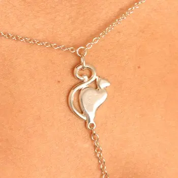Sima Maoying - Women's Silver Waist Chain with Cat and Insertable Blue Orb