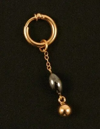 Some Sort of God - Non Piercing Gold Penis Ring With Hematite Pendant