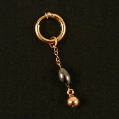 Some Sort of God - Non Piercing Gold Penis Ring With Hematite Pendant