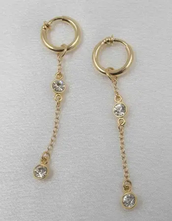 Something's Gotta Give - Non-piercing Labia Rings with Crystal Pendant in Gold - Pair