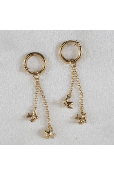 Sometimes Love Just Ain't Enough - Non-piercing labia rings with Flying Birds in Gold - Pair