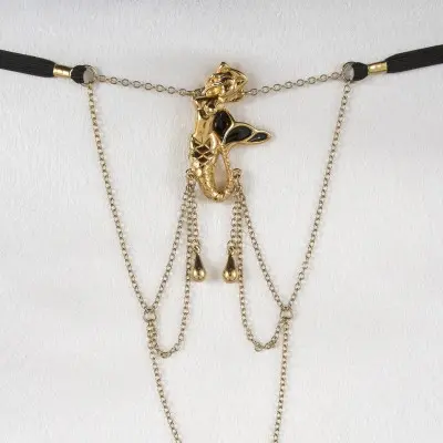 Song of the Siren - Gold Vagina G-String with Mermaid Charm