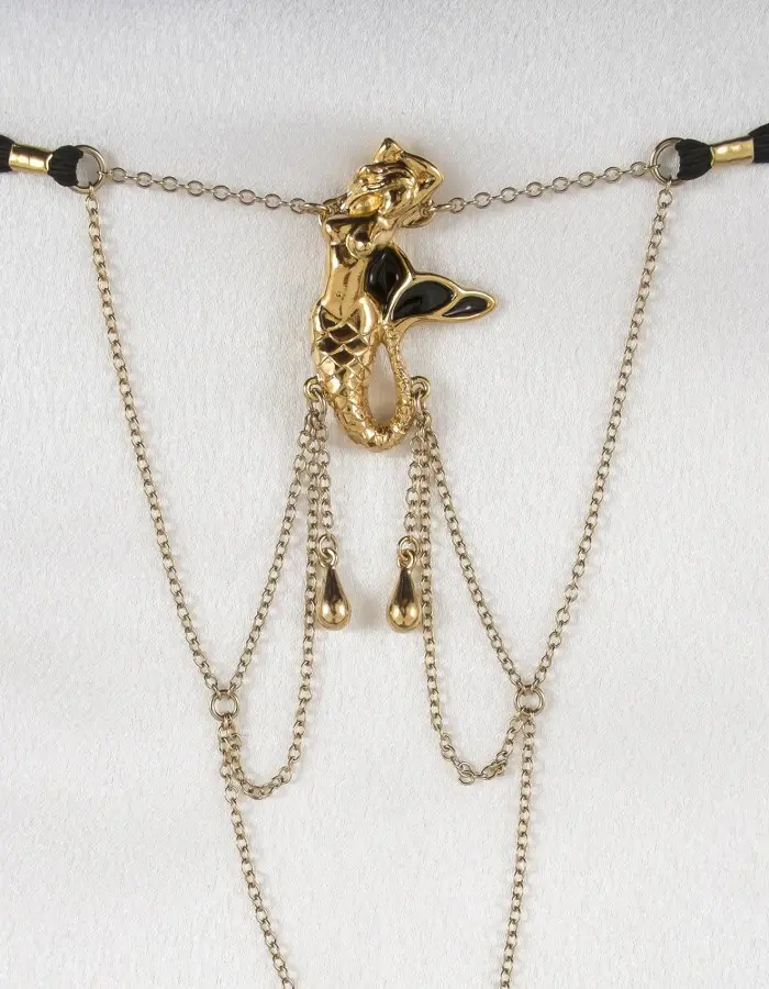 Song of the Siren - Gold Vagina G-String with Mermaid Charm