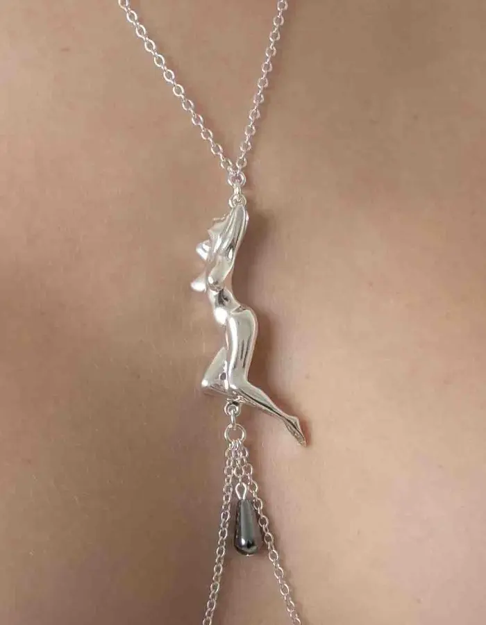 Style - Silver Necklace with Lovely Nude and Nipple Rings