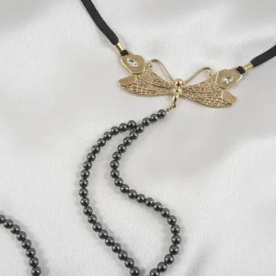 Style - Women's Dragonfly G-String with Crystal in Gold