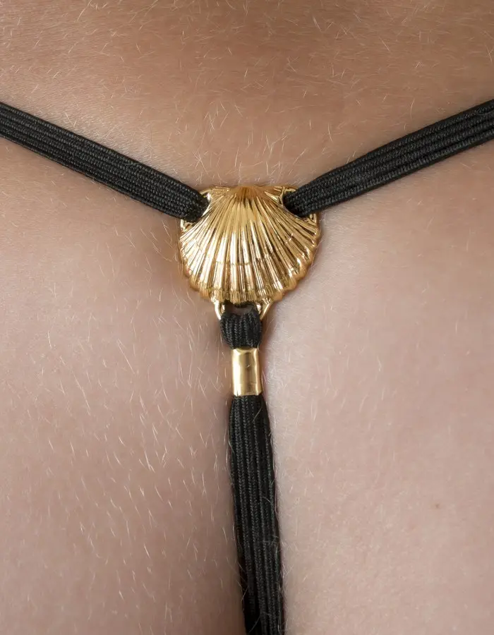 Swept Away - Crotchless G-String Jewelry with Clit Pearl and Insertable Penis Head