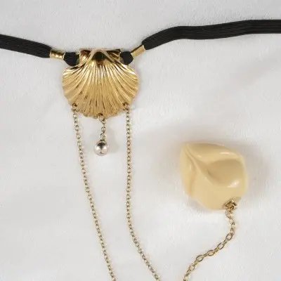 Swept Away - Crotchless G-String Jewelry with Clit Pearl and Insertable Penis Head