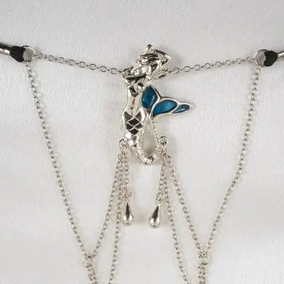 Syrenka - Silver Open Crotch G-String with Mermaid Charm