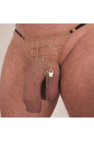 Tarnsman - Men's Gold Chainmail with Lock G-String