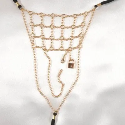 Tarnsman - Men's Gold Chainmail with Lock G-String